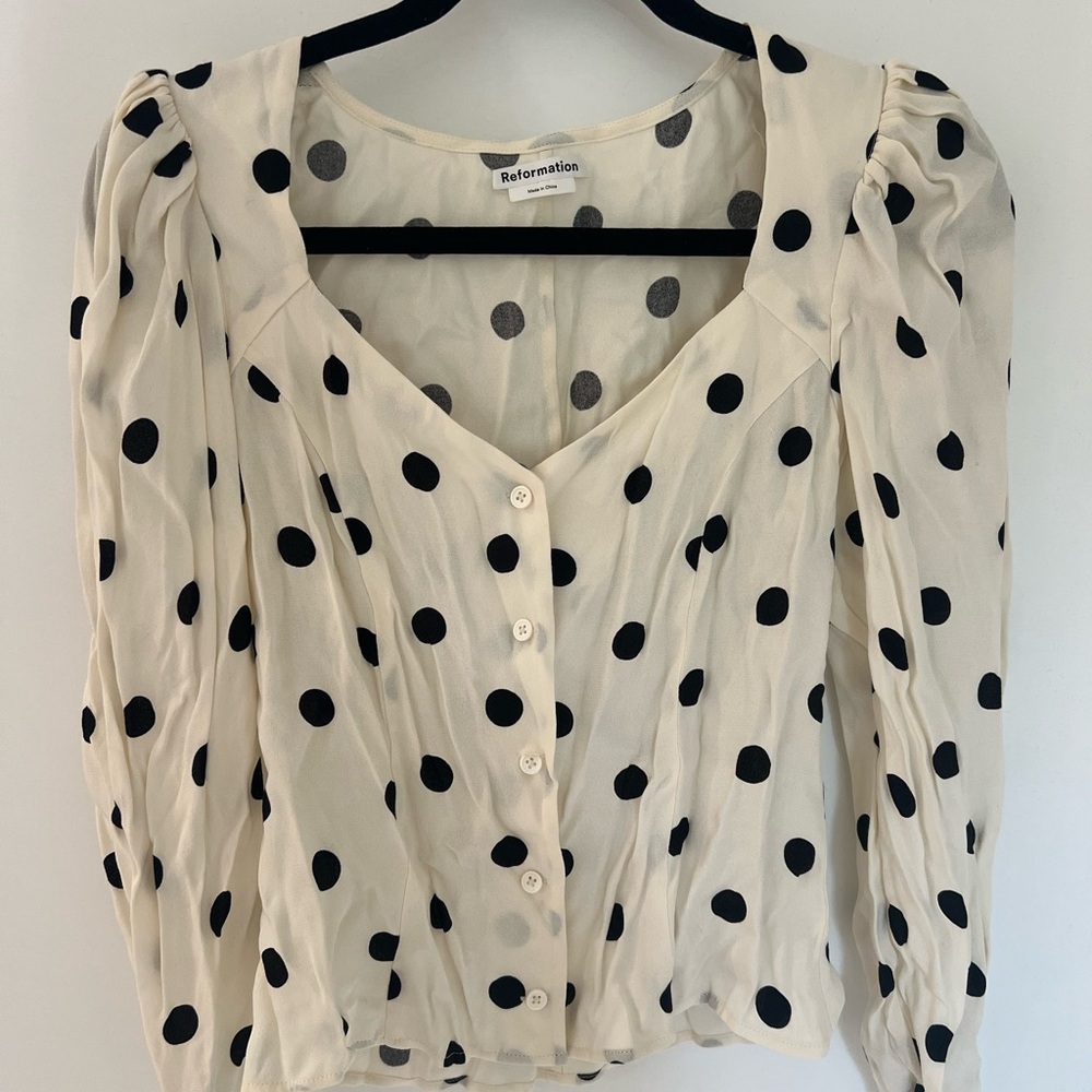 Reformation Polka Dot Blouse